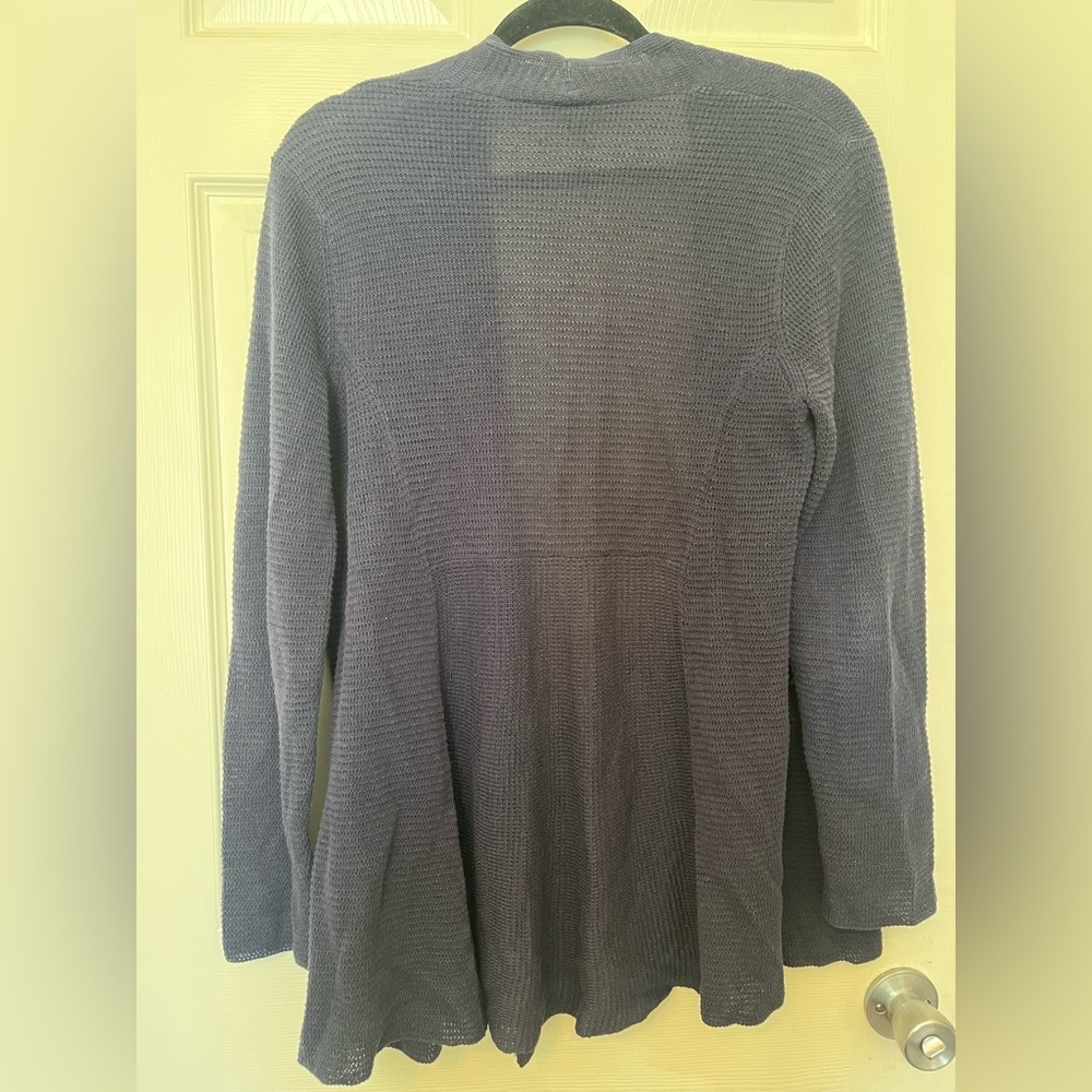 Eileen Fisher Navy‎ Open-Front Knit Cardigan Grandmacore Cottagecore Boho Fairy - Picture 3 of 5